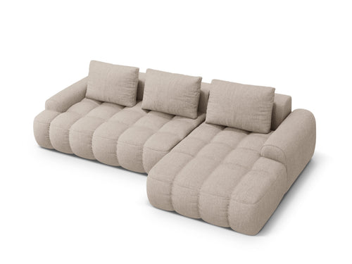 Cosmopolitan Design Converteerbare hoekbank rechts met opbergdoos Linz 3-zits, structurele stof zand - 142x275x84cm