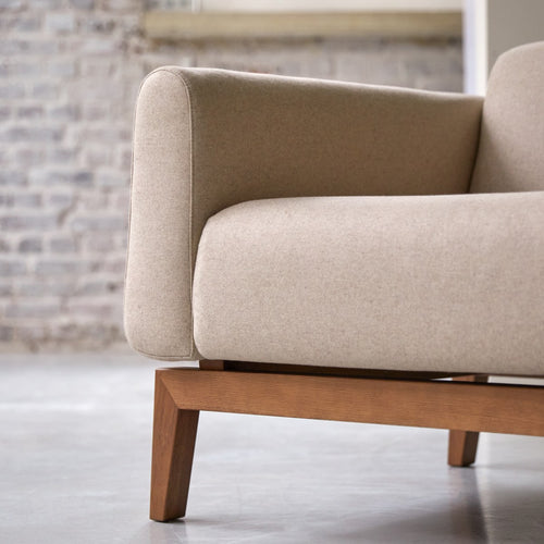 Tikamoon Fauteuil van massief eiken en ecru wol - Beige