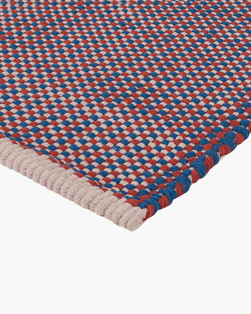 noo.ma handgeweven katoenen deurmat 50-70 x 52 cm - blauw, terracotta, beige