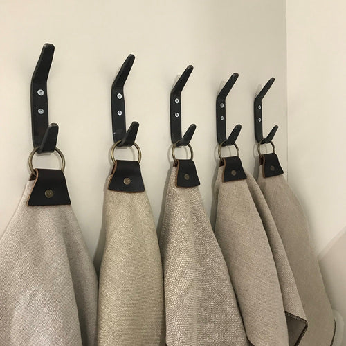Brût Homeware | Kapstokhaak dubbel | Set van 4 | Wandhaak | Zwart