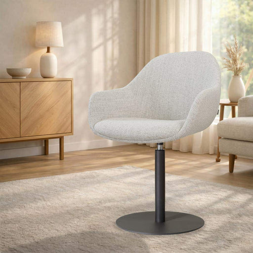 Nolon Niva-Mae tulp eetkamerstoel beige gemêleerd - zwart onderstel