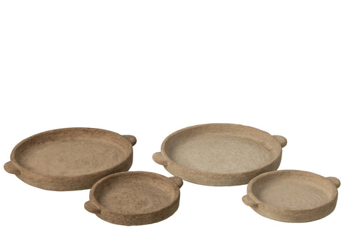 J-Line bord Rond - cement - beige/bruin - large - set van 2