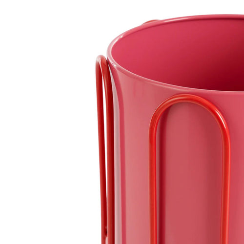 Mica Decorations Dione Bloempot op Standaard - Set van 2 - H35 x Ø26 cm - Metaal - Rood, Roze