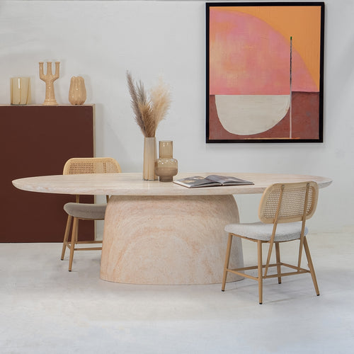 Giga Meubel Eettafel Myrna - Ovaal - Travertinlook - 200cm - vtwonen shop