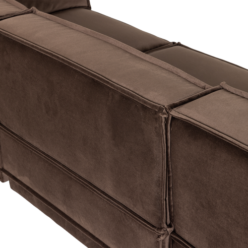 WOOOD chaise longue bank links Manu - Velvet - Bruin - 73x286x160