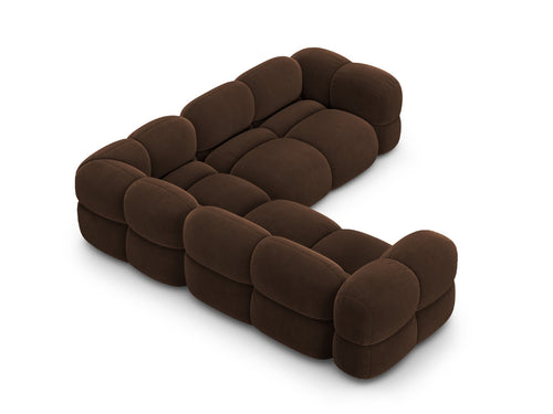 Cosmopolitan Design Hoekbank Loretto 4-zits, flueel chocolade - 250x250x68cm
