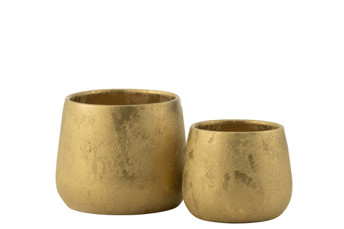 J-Line bloempot Rond - keramiek - goud - large - Ø 21 cm