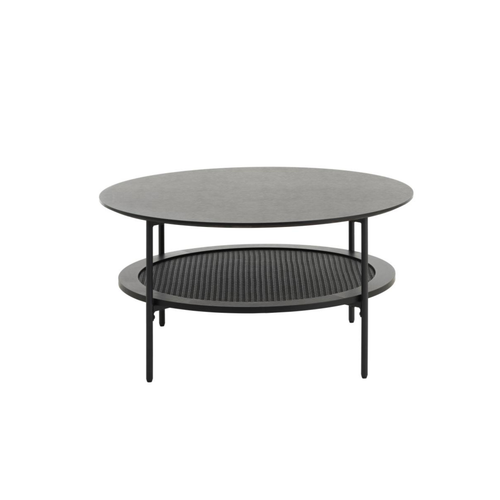 Rebellenclub Salontafel Berley - ¿80 cm - Zwart met Rattan