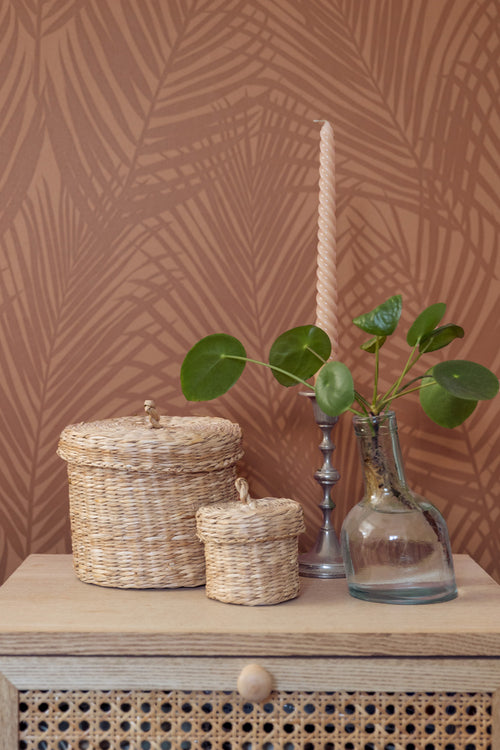 ESTAhome behang palmbladeren terracotta - 53 cm x 10.05 m - 139370