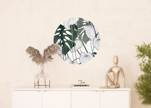 Sanders & Sanders zelfklevende behangcirkel tropische jungle bladeren groen Ø 70 cm 601110