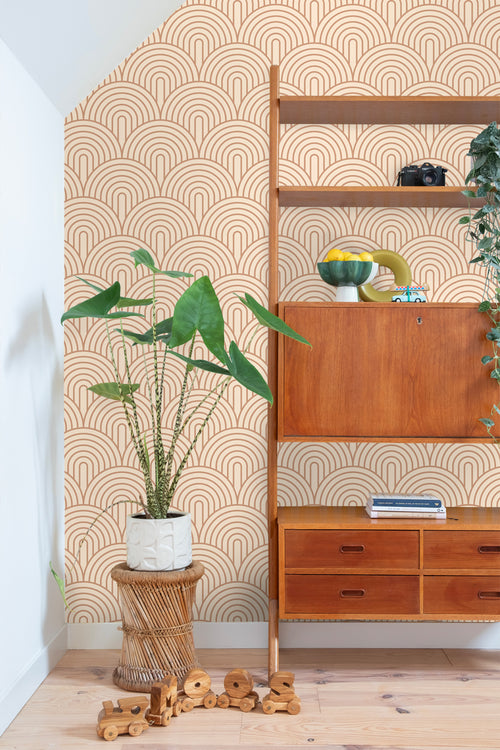 ESTAhome behang art deco bogen bruin en beige - 50 x 900 cm - 131767