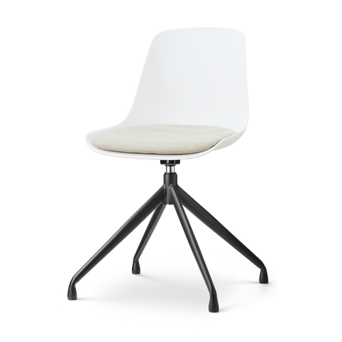 Nolon Nola-Liv draaibare eetkamerstoel wit met naturelbeige zitkussen - zwart onderstel