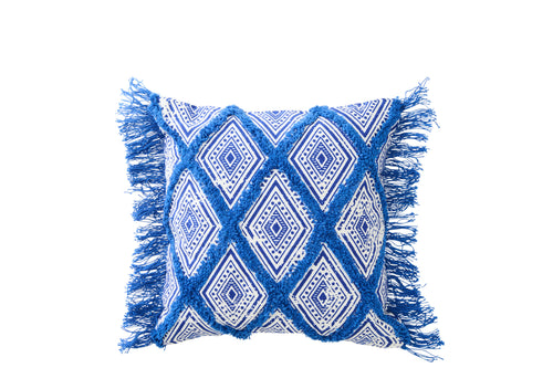 J-Line kussen Oosters Patroon - katoen - blauw/wit