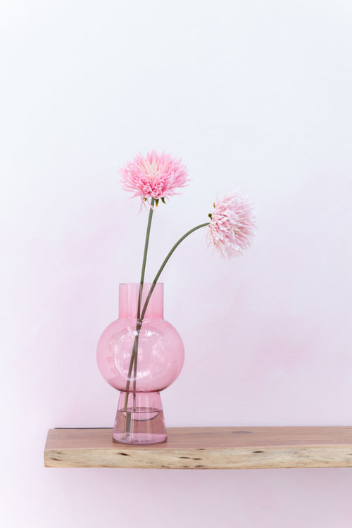 J-Line vaas Bol - glas - lichtroze - medium - 31 cm hoog