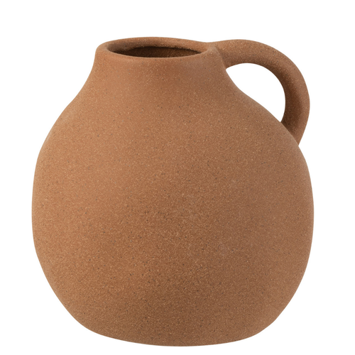 J-Line vaas Kruik - keramiek - bruin - small - Ø 14 cm