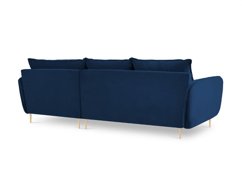 Cosmopolitan Design rechter hoekbank Vienna 5-zits, flueel, koningsblauw - 170x255x95cm
