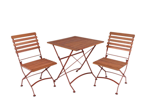 MaximaVida inklapbare vierkante acacia bistroset Toscana 70 cm roestbruin - zonder armleuning