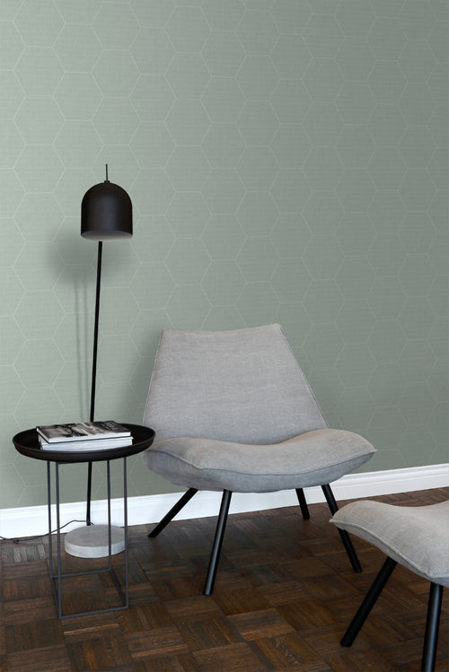 ESTAhome behang hexagon celadon groen - 53 cm x 10.05 m - 148750