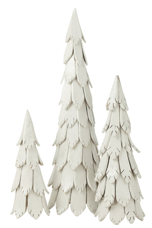 J-Line decoratie Kerstboom Stukken - hout - wit - large