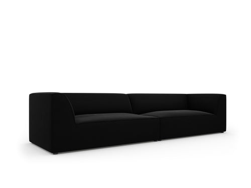 Micadoni - Bank "Ruby" 4 zitplaatsen, flueel, zwart - 93x302x69cm