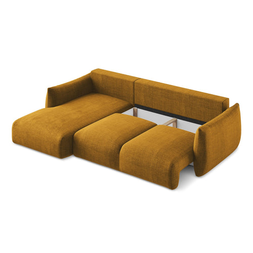LaMiaSofa hoekbank links Savona - textuurstof - mosterd - 242x162x90