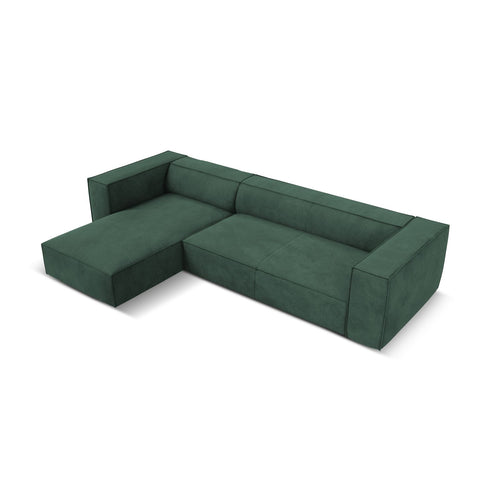 Cosmopolitan Design - Linker hoekbank Turin 5-zits, structurele stof groente - 173x290x68cm
