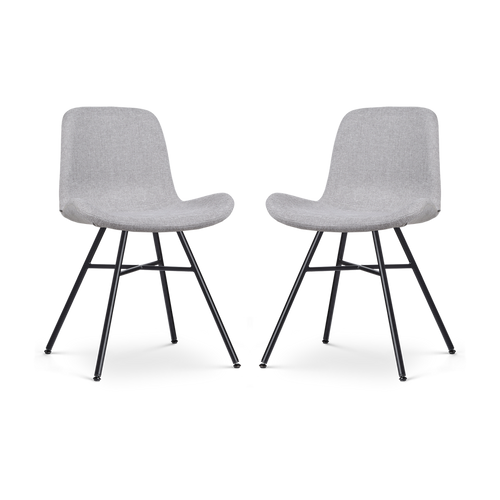 Nolon Noa-Fé Eetkamerstoelen Set van 2 - Lichtgrijs - Zwarte Poten