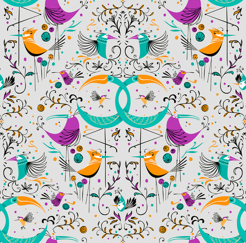 Walls4You behang vogels grijs en meerkleurig - 53 cm x 10 m - 640130 - vtwonen shop