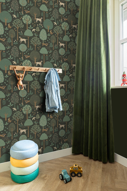 ESTAhome behang honden donkergroen - 50 x 900 cm - 139713 - vtwonen shop