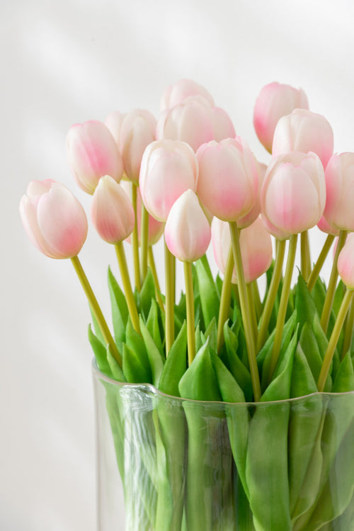 J-Line boeket Tulpen 7 stuks - kunststof - lichtroze - large