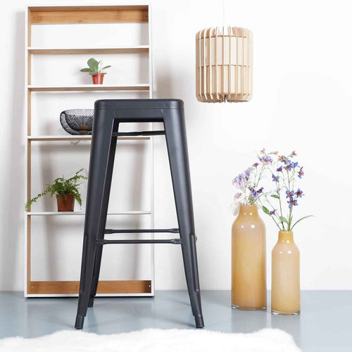 Legend Metalen barkruk mat zwart - 77 cm