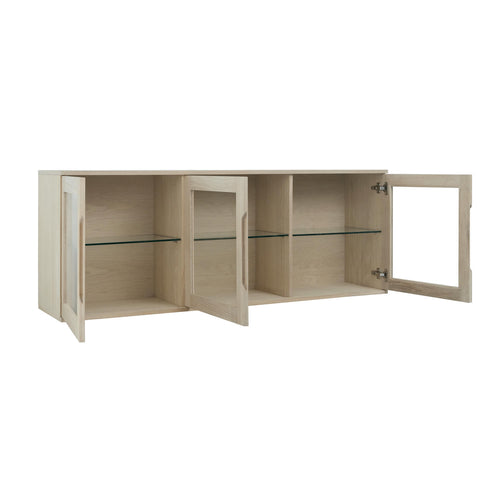 Furnhouse 3-deurs wandkast Kerteminde - Witte olie - MDF, Eikenfineer, Glas - 37x160x60