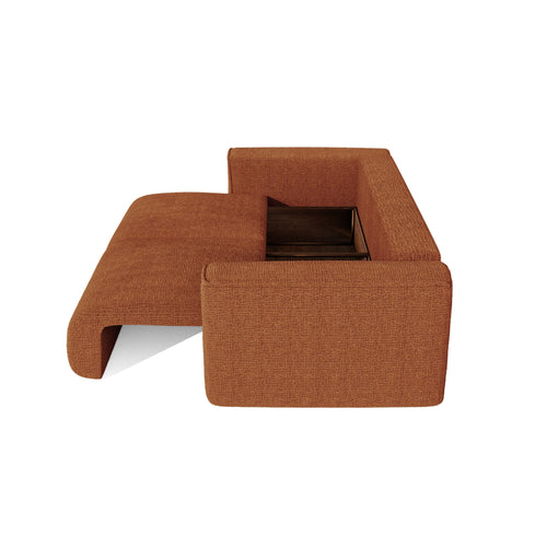 Premium Interiors - Slaapbank met opbergruimte COMO - zacht aanvoelende geweven stof terracotta 254cm