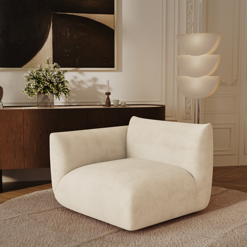 Sia Home - Linkerhoekmodule van chenille-fluweel NOOMA - chenillefluweel crème 108cm