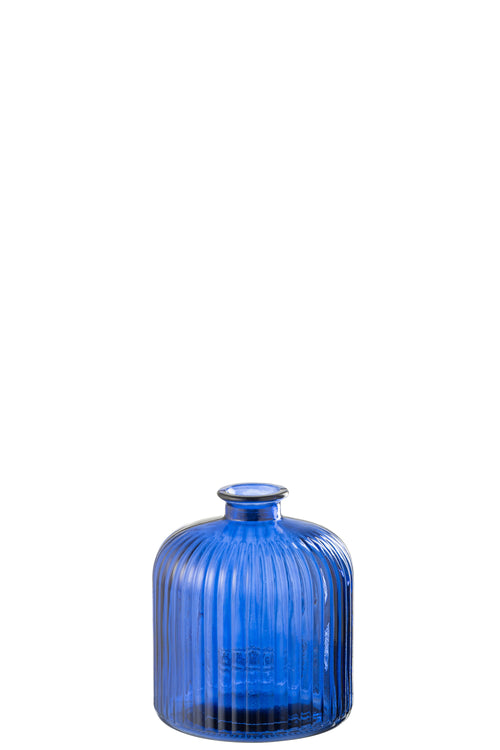 J-Line vaas Fles Stripe - glas - blauw - small - Ø 14.5 cm - vtwonen shop