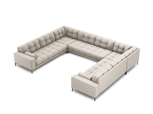 Cosmopolitan Design Panoramische bank Bali 9-zits, structurele stof, beige - 256x327x75cm