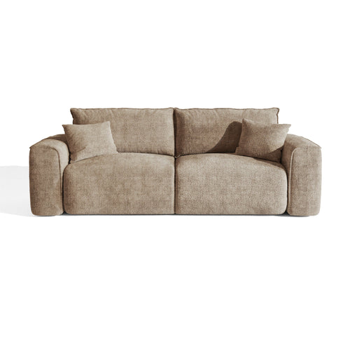 Premium Interiors - Snel uitklapbare slaapbank COMO - zacht aanvoelende geweven stof bruin 216cm
