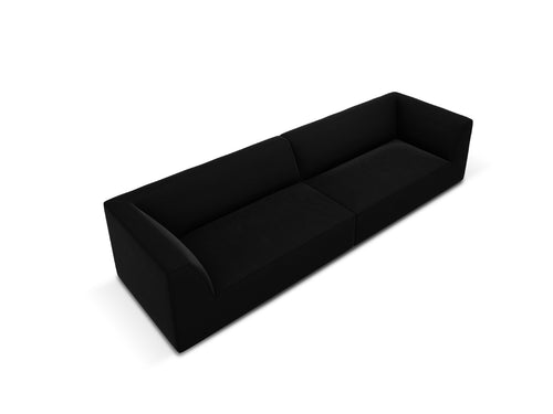 Micadoni - Bank "Ruby" 4 zitplaatsen, flueel, zwart - 93x302x69cm