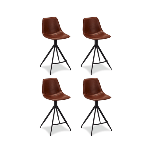 Furnhouse barkruk Isabel - Cognacbruin - Kunstleer - Set van 4