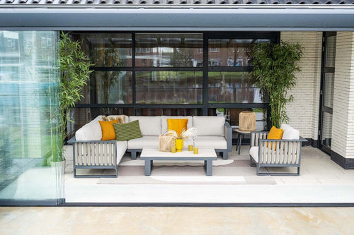 7-persoons loungeset Bologna - hoekbank met fauteuil -met loungetafel