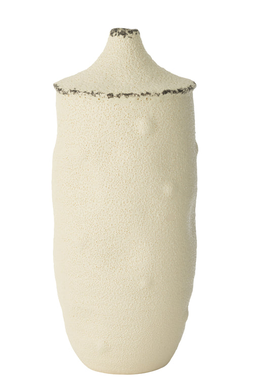 J-Line vaas Bay - keramiek - wit/zwart - large - 40.5 cm hoog