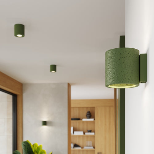 Sollux Lighting Plafondlamp ORBIS beton olijfgroen - 10x10x10cm