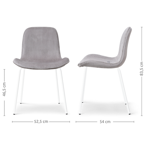 Nolon Nora-Fé Eetkamerstoelen Set van 2 - Rib Warm Grijs - Witte Poten - vtwonen shop