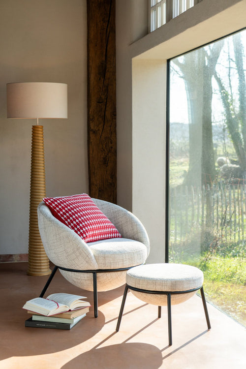 J-Line loungestoel + poef - ijzer - beige/zwart
