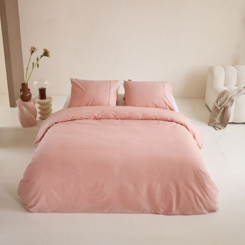 Walra - Dekbedovertrek Remade Uni Essence - 140x220 cm - Roze