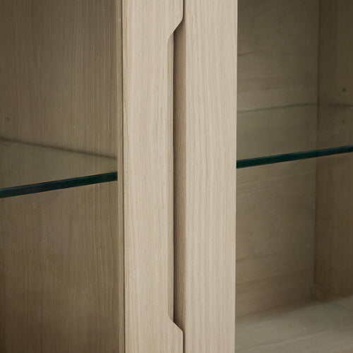 Furnhouse 3-deurs wandkast Kerteminde - Witte olie - MDF, Eikenfineer, Glas - 37x160x60