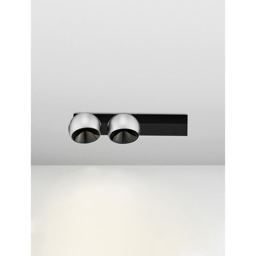 Nova Luce LUSA Dubbele plafondspot in mistig nikkel, zwart, Triac dimbare LED 21W 1540lm 3000K