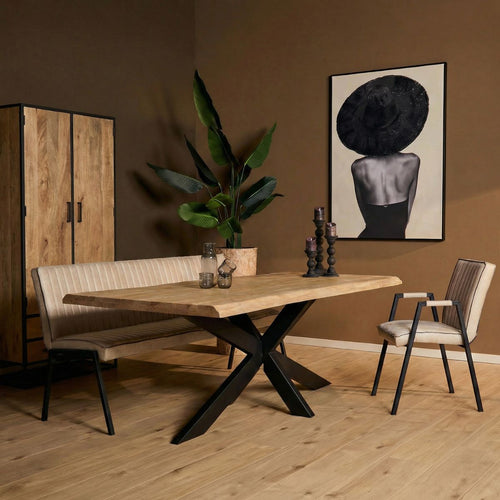 Starfurn Eettafel Dakota - Boomstam Naturel Hout - 180x90x76cm