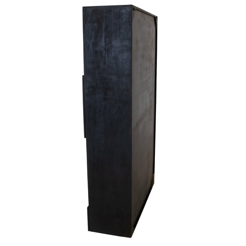 Giga Meubel Wandkast Nala - Mangohout - Zwart - Incl. Lades - 120x40x200cm - vtwonen shop