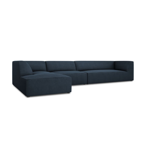 Cosmopolitan Design - Modulaire hoekbank links Siena 5-zits, structurele stof marineblauw - 180x366x69cm